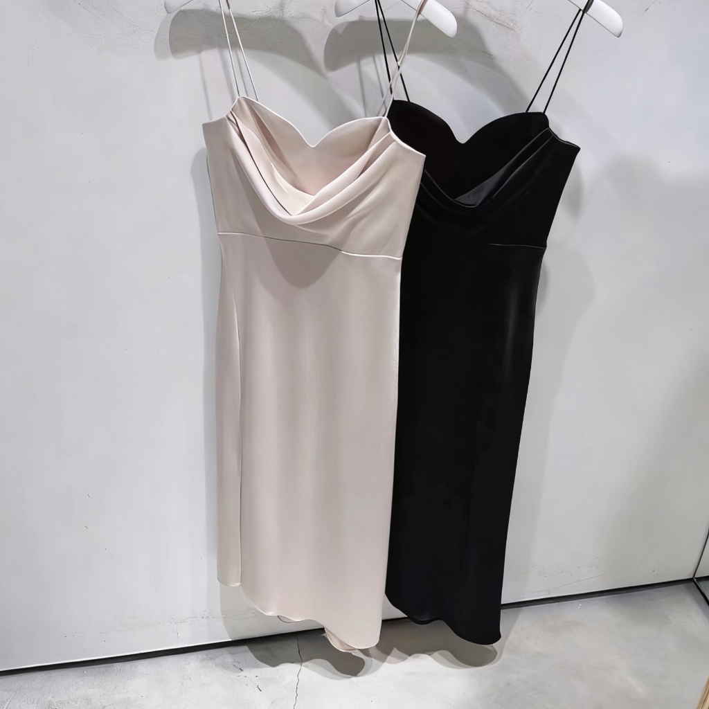 Alice + Olivia Kiyoko Asymmetric Satin Midi Dress Us10